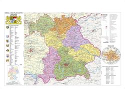 Bayern politisch mit Postleitzahlen: Wandkarte/Poster NEUE AUFLAGE