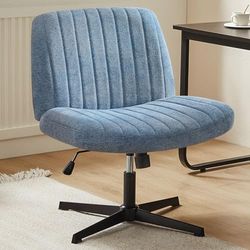 Sweetcrispy Silla Criss Cross con patas, silla de oficina sin brazos, silla de vanidad giratoria, asiento ancho regulable en altura, silla de trabajo para ordenador, silla moderna para el hogar, color