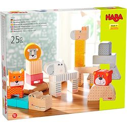 HABA 306287 - Bloques de Construcción - Desfile de Animales, Juego Infantil de Madera. Más 18 Meses
