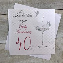 White Cotton Cards 'To Mum and Dad on your Ruby' ręcznie robiona karta 40th Anniversary', BD140M