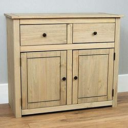 Home Discount Panamá - Aparador com 2 portas e 2 gavetas. Móvel resistente em cor carvalho natural e cerado.