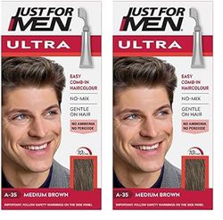 Just for Men Ultra Medium Brown Hair Colour Dye For Short Hair, Comb Away The Greys – A35 (Pack of 2)