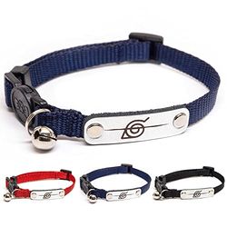 Naruto Collier pour Chat Fille, Chat, garçon et Petit Chaton, Collier avec Clochette, Produit sous Licence Officielle, Naruto Shippuden, Village de Feuilles cachées, Bandeau Breakaway