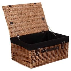 Red Hamper 51cm Double Steamed Picnic Wicker Basket with Black Lining