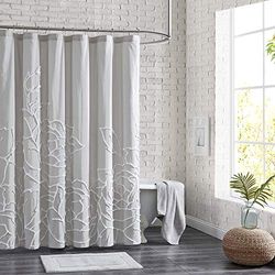 Peri Home Tenda da doccia in 100% cotone per bagno, 182,9 x 183,9 cm, in ciniglia grigia