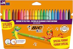 BIC Kids - Kid Couleur Rotuladores Punta Media, 24 Count (Pack of 1), Pack especial, Colores Surtidos