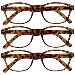 La Société Lunettes De Lecture Marron Écaille Lecteurs Valeur Pack 3 Femmes Hommes RRR76-222 +1,50