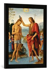 Ingelijste foto van Pietro Perugino "De doop Christi", kunstdruk in hoogwaardige handgemaakte fotolijst, 40x60 cm, mat zwart