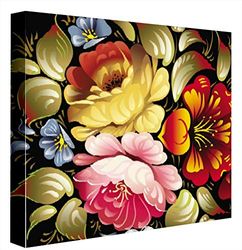 Ccretroiluminados Flores Sobre Fondo Negro Cuadro Decorativo retroiluminado, Metacrilato, Multicolor, 60 X 60