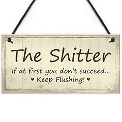 RED OCEAN Funny Rude Toilet Loo Sign Plaque Accessories Novelty Bathroom Decorations Home Decor Funny New Home Gift