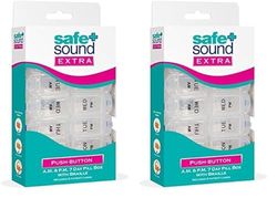 Safe and Sound 7 Day 14 Compartment AM and PM Push-Button Easy-Open Pill Box, Printed and Braille, Includes Two Patient Record Cards (Pack of 2)
