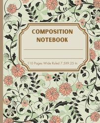 aesthetic floral vintage: composition notebook wide ruled vintage notebook orange