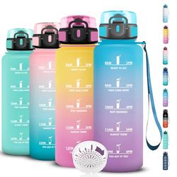 Motiverende drinkfles, 1,5 l, fitness-drinkfles, lekvrije drinkfles, gemakkelijk te reinigen, drinkfles met tijdschema's, gemakkelijk mee te nemen, drinkfles voor school, fitness