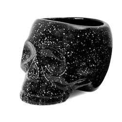 Fisura - Vaso per piante originale a forma di teschio. Vaso teschio decorativo bianco e nero per interni. Vaso nero per cactus. Diametro di 12 cm. Dimensioni 15x19x14 cm.