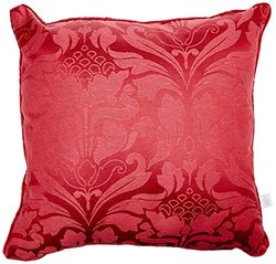 Fusion Damasco (43 x 43 cm) - Enchimento com borda recortada Jacquard vintage capa incluída/inserção almofada floral vermelho, linho, grená, Cushion (Filled): 43 x 43 cm