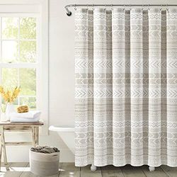 Lush Decor Hygge Geo - Tenda da doccia, colore: Tortora e bianco, 170 cm