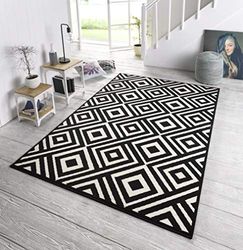 Zala Living Tipo Designer tapete de veludo, polipropileno, preto/creme, 140 x 70 x 0,9 cm