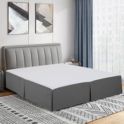 Cathay Home Double Brushed Microfiber Pleated Easy Fit Bed Skirt, Ultra Soft, Fade and Wrinkle Resistant - Gray, Twin
