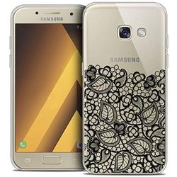 Caseink Fodral för Samsung Galaxy A7 2017 A700 (5.7) fodral [kristallgel HD kollektion vårdesign låg spets svart - mjuk - ultratunn - tryckt i Frankrike]