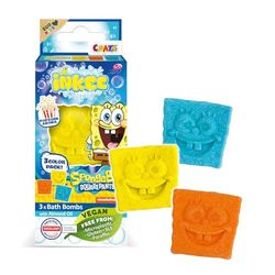 INKEE Mini Pack Spongebob, Set of 3 Bath Bombs for Children with Shapes of Their Spongebob Characters and Scent of Popcorn