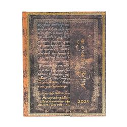 Michelangelo, Handwriting (Embellished Manuscripts Collection) Ultra 12-month Vertical Hardback Dayplanner 2025 (Wrap Closure): tydzień na dwóch stronach, zamykany na manes, papier 100 gsm