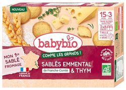 BABYBIO - Sablés Emmental de Franche-Comté Thym – BIO – 72g – dès 15 mois