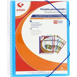 Grafoplás 39846030. Carpeta Fundas Personalizable, Maxiplás, 60 Fundas, Azul, 30.8 x 24 x 22