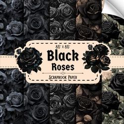 Black Roses Scrapbook Paper: 20 Double Sided Sheets, Vintage Floral for Crafting, Origami, Wrapping, Junk Journals, & More