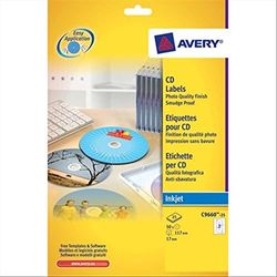 Avery L7676-25 - Full Face CD Laser Labels 117mm DIA L7676-25 (50Labels)