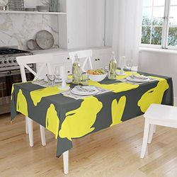 Bonamaison, Anti-moisissure, Séchage Rapide, Résistant aux Taches, Lavable en Machine, 100% Polyester Nappe de Table, Jaune Fluo, fumée, 140 x 160 Cm - Conçu et Fabriqué en Turquie