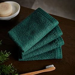 Catherine Lansfield Quick Dry Cotton Face Cloth 4 Pack Forest Green