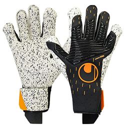 Uhlsport Speed Contact SUPERGRIP+ Målvaktshandskar, Vuxna Unisex, Svart/Vit/Orange Fluo (Multicolor), 10