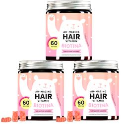 Bears with Benefits Pack de 3 - Ositos de gominola con altas dosis de biotina - 5000μg biotina & zinc - 180 unidades - Vegano - Sin azúcar