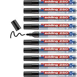 edding 250 Marcatore per Lavagne Bianche, Nero, 10Px, Punta Tonda 1.5-3 Mm, per Lavagne Bianche, Lavagne a Fogli Mobili, Bacheche