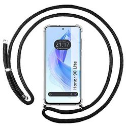 Transparent hängande fodral för Huawei Honor 90 Lite 5G med svart Cordon