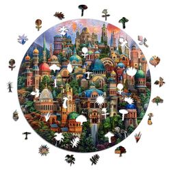 Iconic Puzzles - Zaczarowane domy, w 100% trwałe drewniane puzzle, prezenty dla dzieci i dorosłych, rozmiar M, 350 sztuk