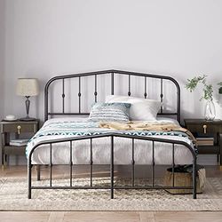 Zinus Heidi - Cama de 160 x 200 cm, 31 cm de Altura, Cama King - Marco de Cama de Metal con cabecera y pie de Cama, Color Negro