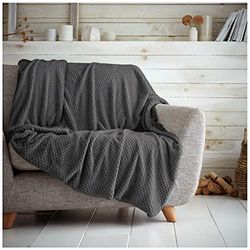 GC GAVENO CAVAILIA Coperte in pile di lusso, calde e accoglienti per divani, coperta soffice per letto, carbone, 150 x 200 cm