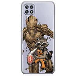ERT GROUP mobiltelefonfodral för Samsung A22 5G originalt och officiellt licensierat Marvel mönster Guardians of the Galaxy 002 anpassad till formen på mobiltelefonen, gedeeltelijk transparant