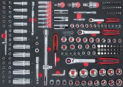 KS Tools 781.0180-1/4 "+3/8" +1/2 "CHROME + Socket establece 180pcs 1.1 SCS espuma EVA