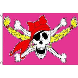 AZ FLAG - Bandera Chica Pirata - 150x90 cm - Bandera Piratas Mujer 100% Poliéster Con Ojales de Metal integrados - 110g - Colores Vivos Y Resistente A La Decoloración
