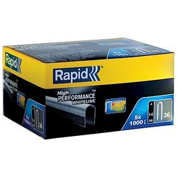 Rapid Nieten voor Tacker Type 36, 14mm Nietjes, Wit, 5x1.000 St. Grootverpakking, met Ronde Kop voor Kabels 6mm