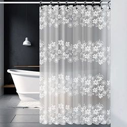 EPXEE Douchegordijn antischimmel met gewicht magneet onderaan, 0,15 mm [180 x 180 cm] waterdicht antibacterieel Eva gordijn voor douche en bad voor kinderen, incl. 12 douchegordijnringen