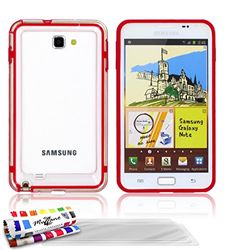 MUZZANO Original"Hybrid" Bumper Case met 3 Ultra Clear Screen Protective Film voor Samsung Galaxy N7000 - Rood