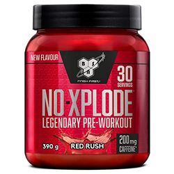 BSN Nutrition N.O.-Xplode Suplemento Alimenticio en Polvo para Preentrenamiento, Aminoácidos, Vitamina C y Zinc, Sabor Fiebre Roja, 30 Porciones, 390 g