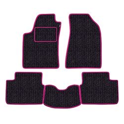 Set Tappetini realizzato per HYUNDAI SANTA FE 5 posti anno dal 2006 al 2012 in Moquette antiscivolo in ANTRACITE c/bordi Fucsia