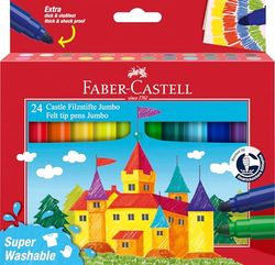 FABER-CASTELL 154324 - Viltstiftenset Jumbo, 24 viltstiften super uitwasbaar, kleurset voor kinderen