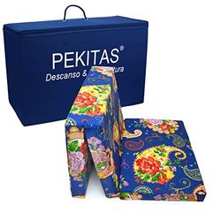 PEKITAS Colchón Plegable Cuna 60x120 Cm Grosor 6 Cm Bolsa Viaje Funda Lavable desmotable,Color Estampado Floral,Fabricado En España