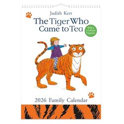 Agenda familiar 2026 The Tiger Who Came to Tea A3, planificador familiar, calendario de pared