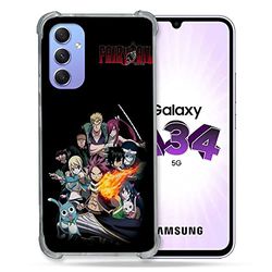 Cokitec Cover rinforzata in vetro temperato per Samsung Galaxy A34 5G Manga Fairy Tail Logo Team